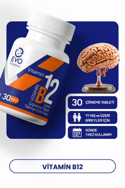 Evopharma Vitamin B12 İçeren Çiğneme Tableti Takviye Edici Gıda 30 Tablet - 1