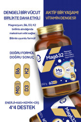 Mag632 Magnezyum, Vitamin B6 ve Vitamin D3K2 İçeren Kapsül Takviye Edici Gıda - 3
