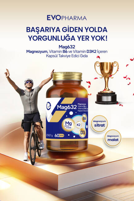 Mag632 Magnezyum, Vitamin B6 ve Vitamin D3K2 İçeren Kapsül Takviye Edici Gıda - 7